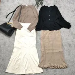 レディースまとめ売り　4点セット　スカートセットアップ　秋冬　ウエストゴム