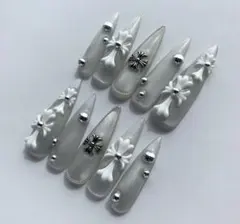 No.118 ネイルチップ クロム　クロス　マグネット　シルバー