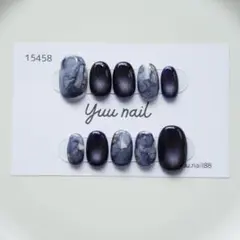 ネイルチップ　マグネットネイル　ネイビー　ニュアンス　インクネイル　推し活