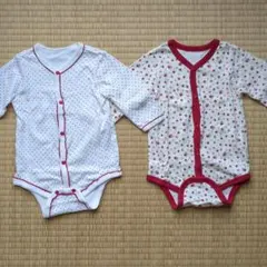 ベビー ロンパース 2枚セット ドット 花柄のサムネイル