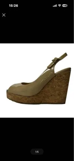 JIMMY CHOO(ジミーチュウ) サンダル 38 エナメルレザーベージュ