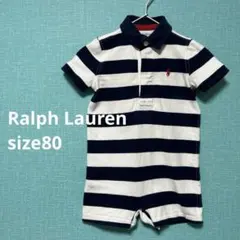 美品✴︎Ralph Lauren ラルフローレン 半袖ロンパース 80 ボーダー