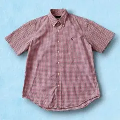 ラルフローレン 半袖シャツ M ギンガムチェック 赤 紺 ポニー刺繍 BDシャツのサムネイル
