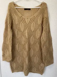 mysty woman ミスティウーマン ニット 透かし編み 長袖 セーター M
