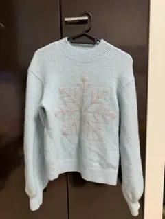 kate spade水色 雪の結晶刺繍 長袖ニット XS