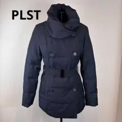 ★PLST★M★紺ダブルブレストダウンジャケット★ベルト付★両脇ポケット有★素敵