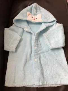 ミキハウス フード付きベビーバスローブ 水色