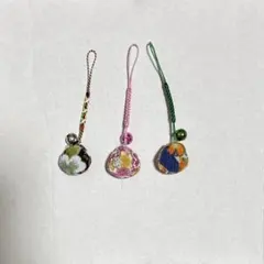 和柄 ちりめん 根付け ストラップ 3個セット