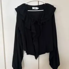 AZUL BY MOUSSY ラッフルロングスリーブブラウスブラック