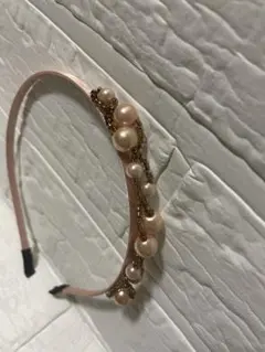 パール装飾ピンクヘアバンド