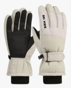 キッズ スキーグローブ 雪遊び 手袋 ホワイト 男女 フリーサイズ 美品