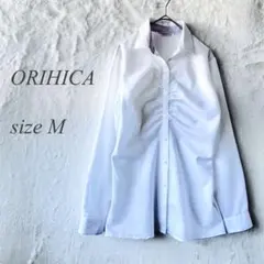 美品 ORIHICA 長袖シャツ M 白 ビジネス 通勤 無地 835