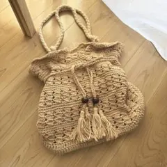 【ハワイアン】ベージュかぎ編みトートバック