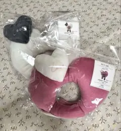 3COINS ハート顔ハメ ピンク アイボリー 2個セット 犬 バレンタイン