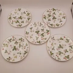 美品】ウェッジウッド ワイルドストロベリー 17.5cm黒壺プレート5枚