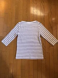 無印　ストライプ　五〜七分袖 トップス　ボートネック