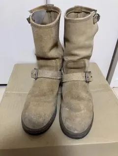 STRUMスエード エンジニアブーツ サイドジップ Vibramソール ベージュ