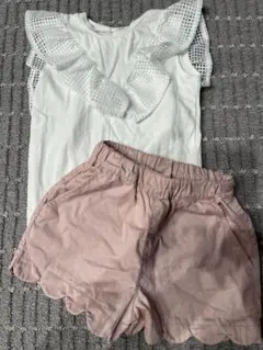 branshes フリル付きトップスとプティマインショーツセット