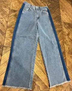 ライトブルー・ダークブルー ワイドレッグデニム