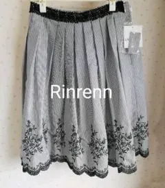 LEST ROSE ストライプ刺繍スカート