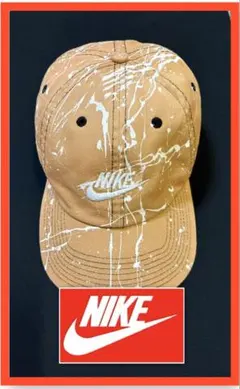 NIKE ナイキ キャップ 帽子 ペイント柄 ブラウン 刺繍ロゴのサムネイル