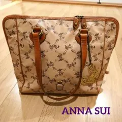 ANNA SUI 花柄プリント ベージュ トートバッグ