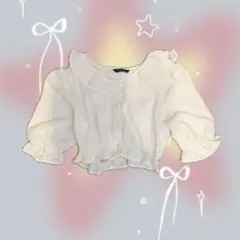 SHEIN ホワイト ブラウス 半袖 七分丈クロップド丈のサムネイル