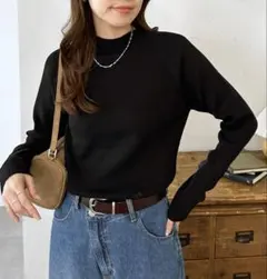 DISCOAT ディスコート リブハイネックプルオーバー 黒 ブラック