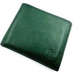現行✨イルビゾンテ 二つ折り財布 人気カラー モスグリーン ロゴ刻印 金ボタン