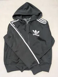 old　adidas アディダス フルジップ パーカー　ブラック　L　ジャージ