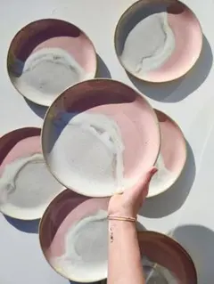 MUAS Ceramics ムアス 海波 プレート 皿 ピンク 陶器