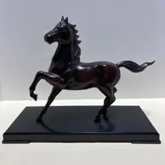 環水作　美術工芸　馬　置物　高岡銅器　黒色台座付き