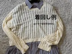 アイボリー 半袖 ニットセーターのサムネイル