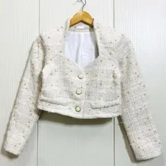 美品 ROYAL PARTY ツイードハートネックコンパクトジャケットのサムネイル
