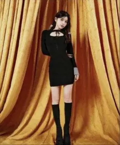 ダーリッチ フロントオープンニットミニワンピース