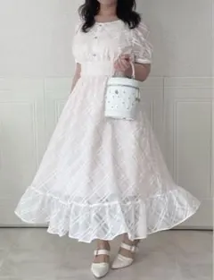 evelyn シアーチェックコルセットOP エブリン　オフホワイト　OW