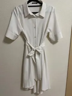 ホワイト シャツワンピース 半袖