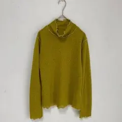 【ルティーク】メロウ　パイピング　ハイネック　カットソー　長袖【L】マスタード