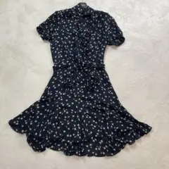 極美品　ポロラルフローレン M ドレス 花柄　ワンピース　インナー付　紺