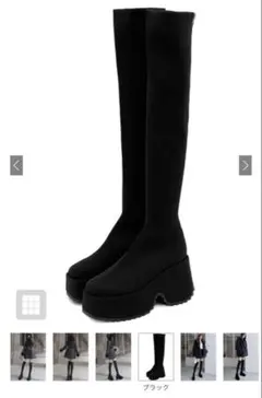 GRL グレイルブラック ニーハイブーツ 厚底 スエード