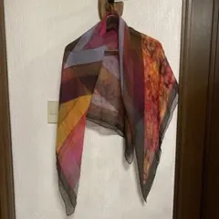 花柄&ストライプ大判スカーフ(実家保管品)