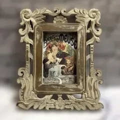 アジアン　木製　フォトフレーム　写真立て　ヴィンテージ　アンティーク