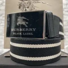 バーバリーブラックレーベル ガチャベル ホースロゴ プレート レザー キャンバス