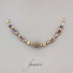 紫×ゴールド 羽織紐 / 着物 帯飾りレース羽織　絽　紗