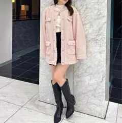 dazzlin ダズリン　ボアフレンチブルゾン ピンク