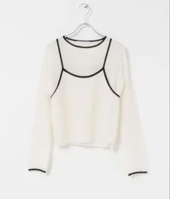 KBF バイカラーキャミレイヤードニット