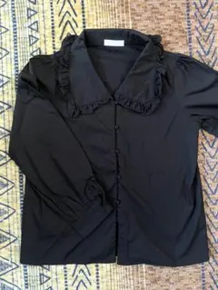 レース　黒トップス　オシャレ着　レースブラウス　レースシャツ