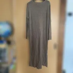 LOWRYS FARMリブ編みゴールド系長袖ニットワンピース　Free size