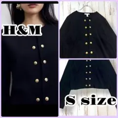 【美品/完売品♡】H&M ゴールドボタン ジャージーカーディガン ノーカラー　S