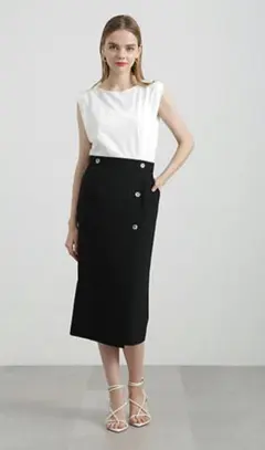 24SS♡ANAYI ジョーゼットバイカラーフレンチブラウス 36 オフィス 